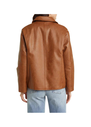 Brown leather jacket worn by a person 