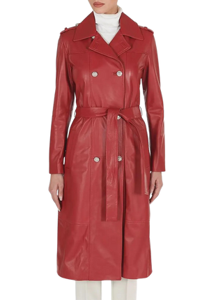 Red leather trench coat 