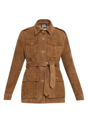 Brown suede jacket with a belt 