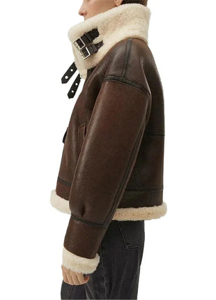 Women's Chocolate Brown B3 Sheepskin Aviator Jacket