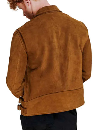 Men's Brown Moto Suede Leather Jacket