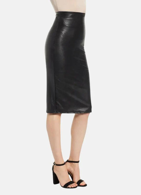 Womens Black Leather Long Pencil Skirt