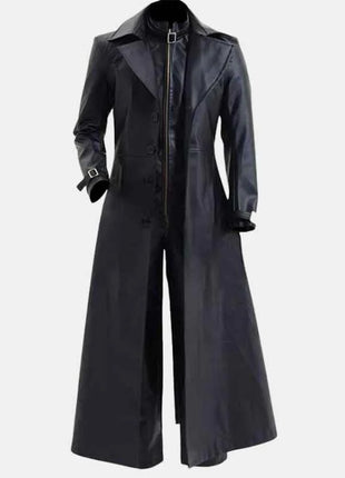 Albert Evil 5 Black Leather Trench Coat Mens