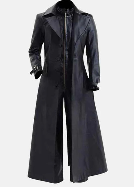 Albert Evil 5 Black Leather Trench Coat Mens