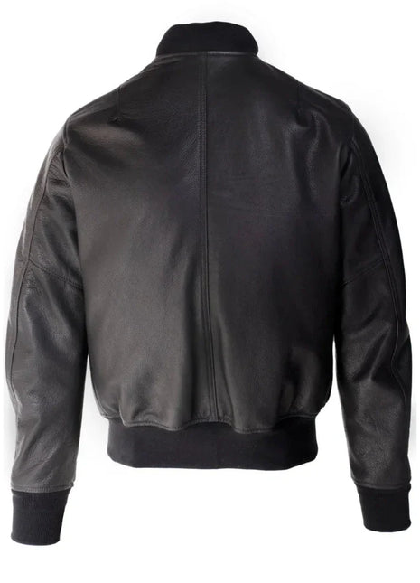 Men's Lightweight Black Cowhide Leather Bomber Jacket