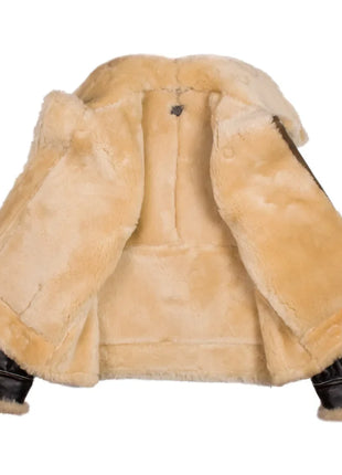 Mens USAAF Type B-3 Bomber Aviator Pilot Sheep Leather Flight Jacket