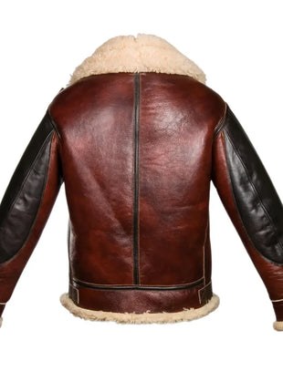 Mens USAAF Type B-3 Bomber Aviator Pilot Sheep Leather Flight Jacket