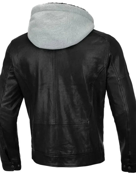 Men’s Real Lambskin Leather Jacket with Hood