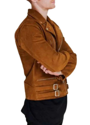Men's Brown Moto Suede Leather Jacket