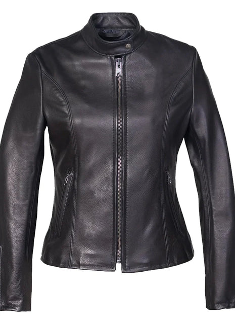 Cowhide Black Leather Jacket Womens