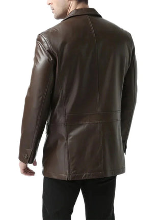Espresso Brown Leather Blazer Mens