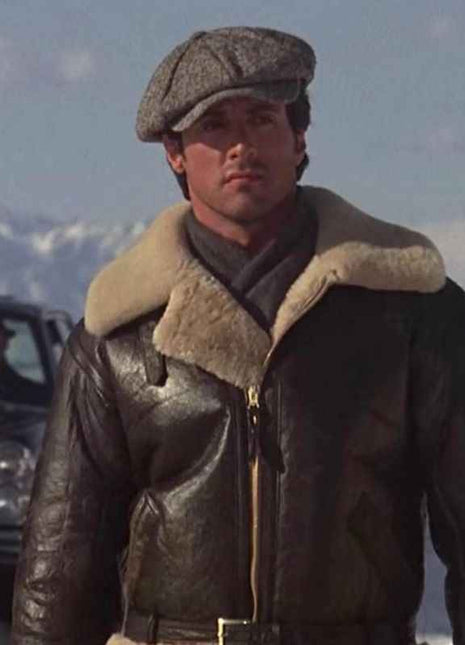 Rocky IV Sylvester Bomber Shearling Leather Jacket
