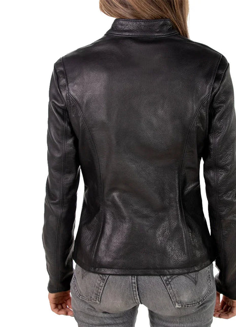 Cowhide Black Leather Jacket Womens