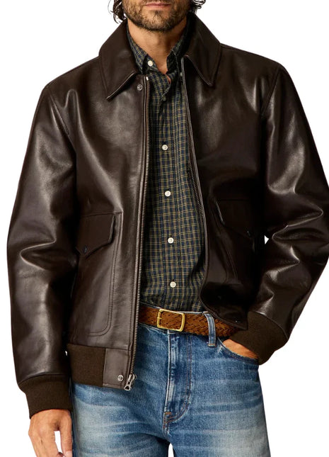 Men's Aviator A2 Vintage Brown Leather Bomber Jacket