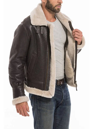 Sheepskin B3 Raf Men's Fur Shearling Bomber Brown Aviator Jacket