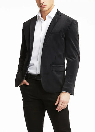 Men's Modern Fit Suede Sport Coat Blazer Black