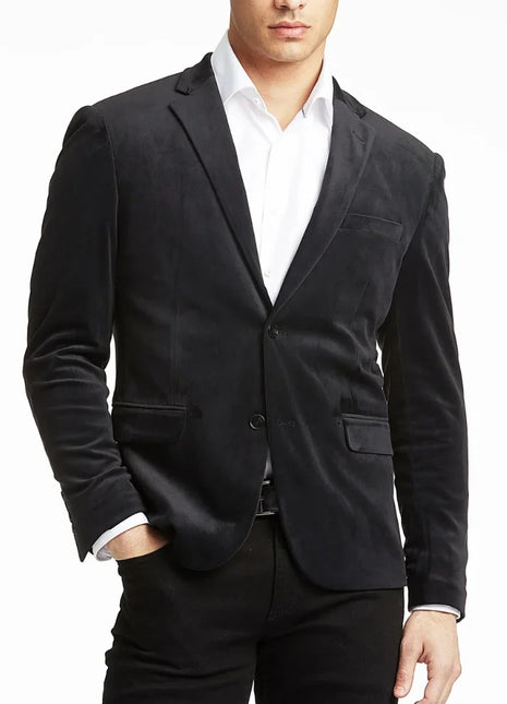 Men's Modern Fit Suede Sport Coat Blazer Black