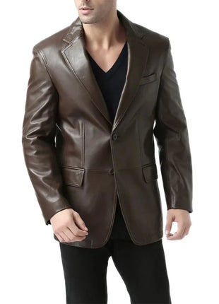 Espresso Brown Leather Blazer Mens
