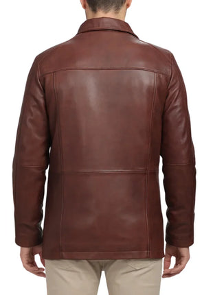 Men's Real Lambskin Leather Brown Car Coat