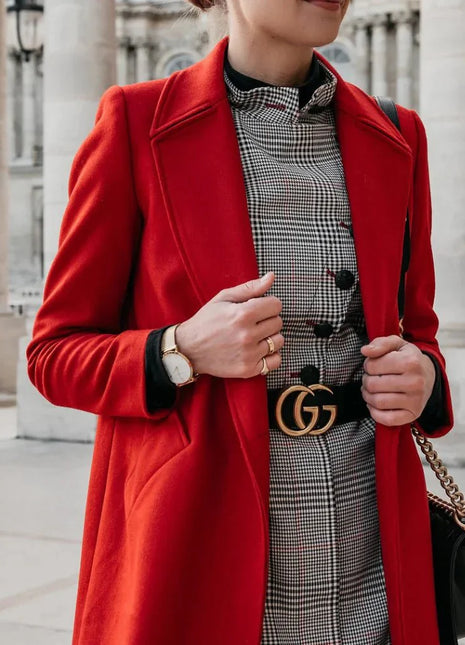 Womens Jackson Red Single Breasted Wool Coat