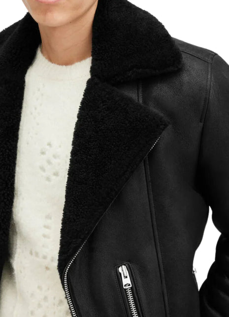 Archon Dyed Black Shearling Leather Biker Jacket Men's