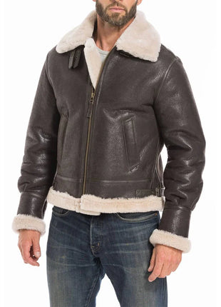 Sheepskin B3 Raf Men's Fur Shearling Bomber Brown Aviator Jacket