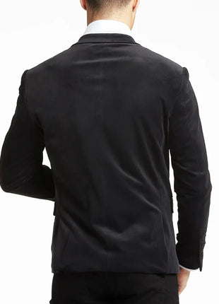 Men's Modern Fit Suede Sport Coat Blazer Black