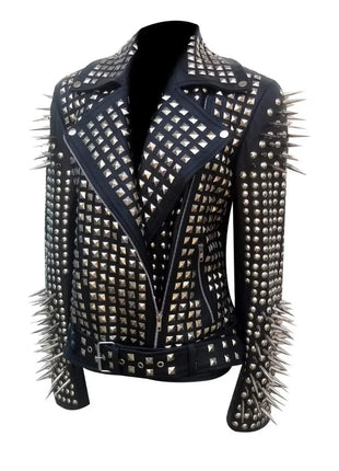 Spikes Studded Black Ladies Brando Leather Jacket