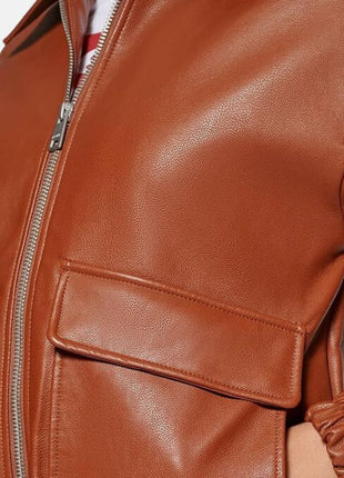 Womens A2 Brown Cockpit Leather Bomber Aviator Jacket