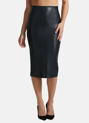 Womens Black Leather Long Pencil Skirt