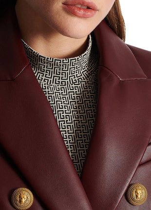 Kim Double Breasted Red Leather Blazer Womens