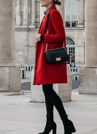 Womens Jackson Red Single Breasted Wool Coat
