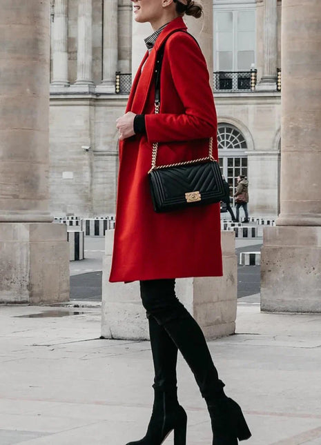 Womens Jackson Red Single Breasted Wool Coat